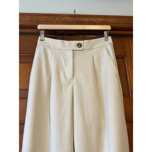 NWT Ann Taylor Women's Pleated Slim Straight Pants Heathered Flannel Oatmeal 0 - Picture 4 of 13